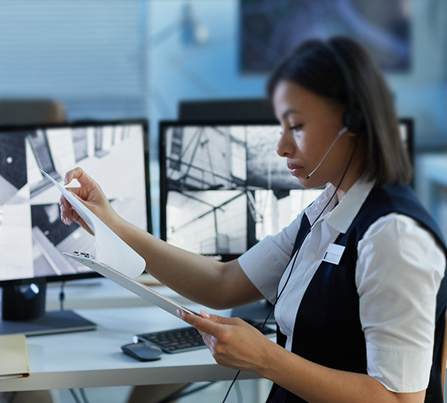 Woman monitoring network security